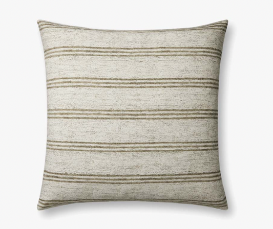 Zephyr Ivory/Olive Pillow 22" x 22"