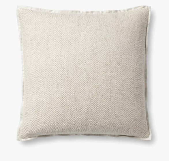 JS Herringbone Ivory Pillow  18" X 18"