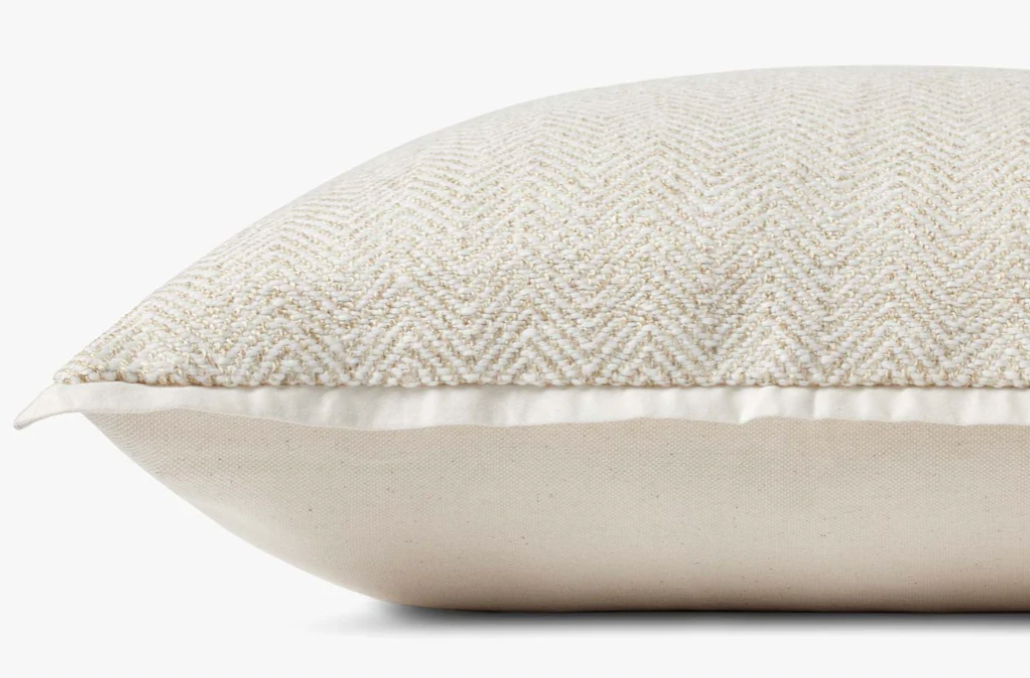 JS Herringbone Ivory Pillow  18" X 18"