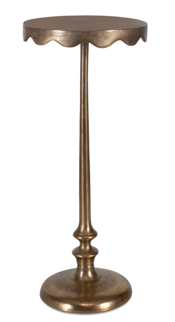 Scalloped Drink Table- Antique Brass W23067