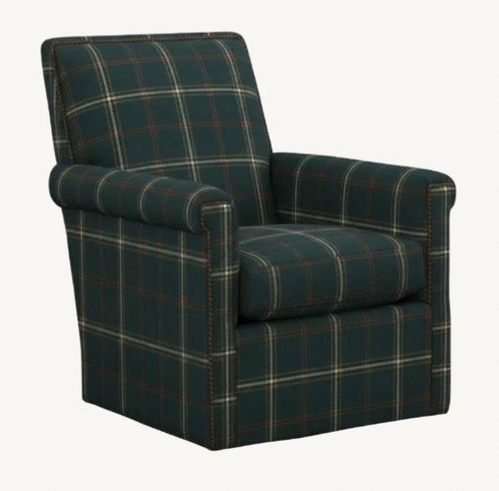 Josh Swivel Chair (30w) in Seamus Indigo (Plaid)
