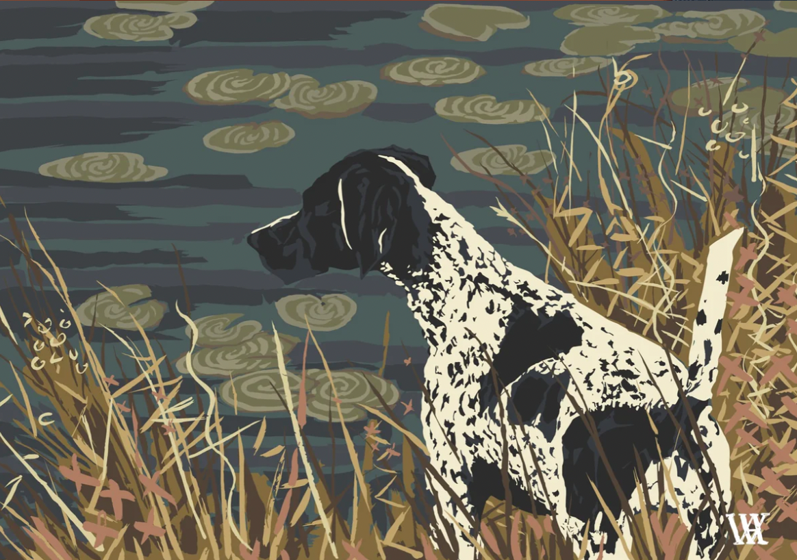 5 x 7 German Shorthair at Pond - Navy
