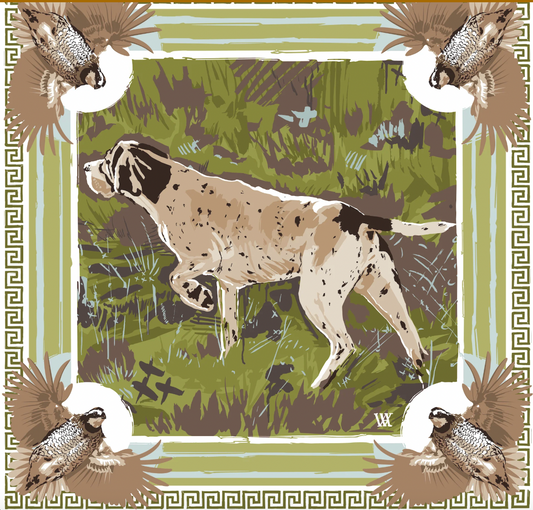 35" Burl / Olive English Pointer Framed Scarf