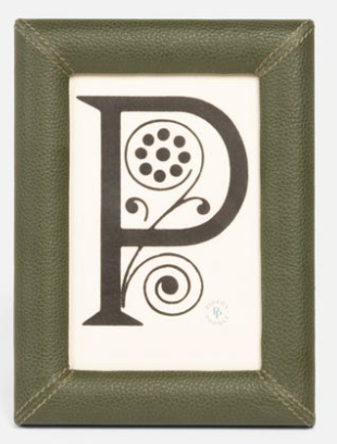 Forest Green Leather Frame with signed Horse Sketch