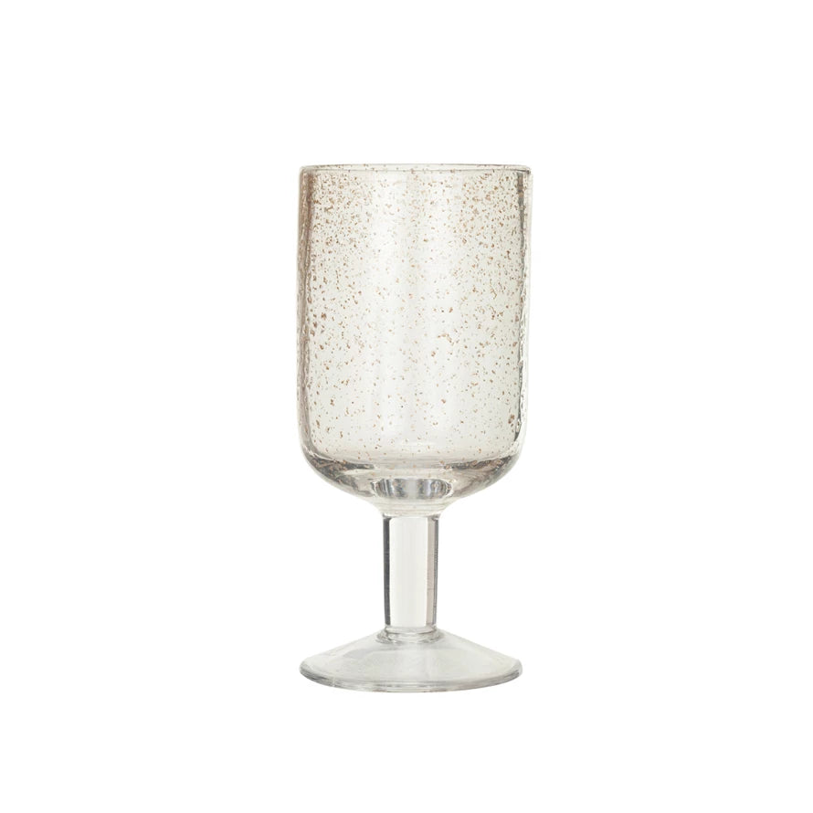 12 oz. Stemmed Seeded Wine Glass w/ Gold Color Flecks/ set of six