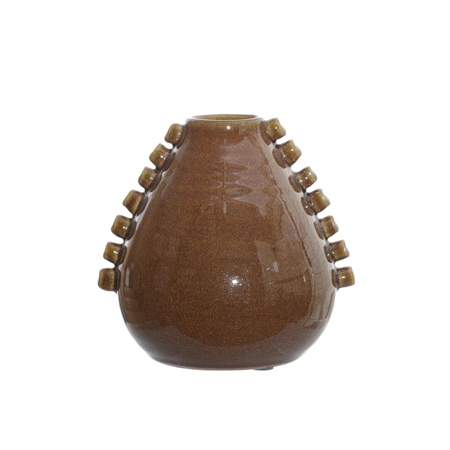 Terra-cotta Vase w/ Hobnails, Brown