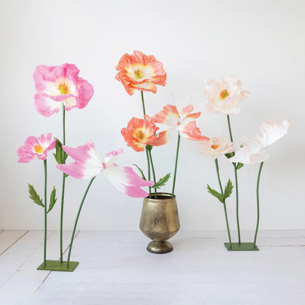 Paper Flowers w/ Metal Stand