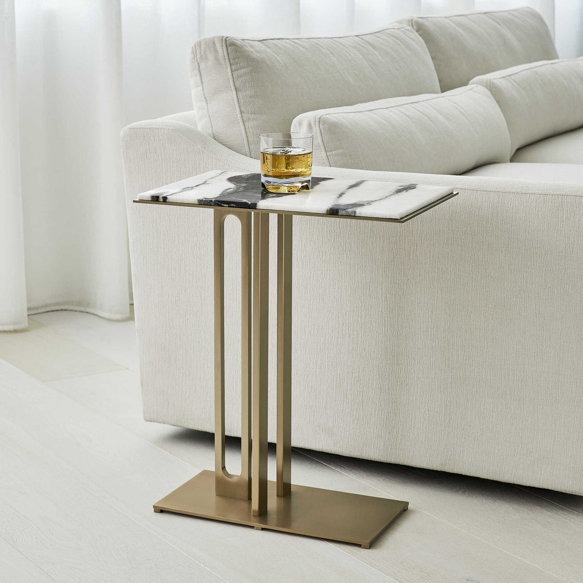 CANTILEVER ACCENT TABLE - PANDA MARBLE